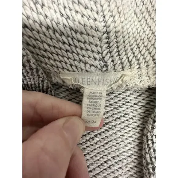 Eileen Fisher Size M Grey Heather Organic Cotton Terry Shawl Collar Jacket - Picture 3 of 8